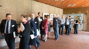 People entering the room for the dinner reception