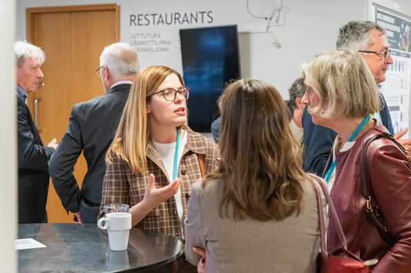 People talking during a break