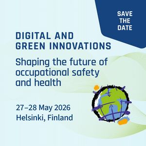 Logo of 9th EUROSHNET Conference "Digital and green innovations - Shaping the future of occupational safety and health"