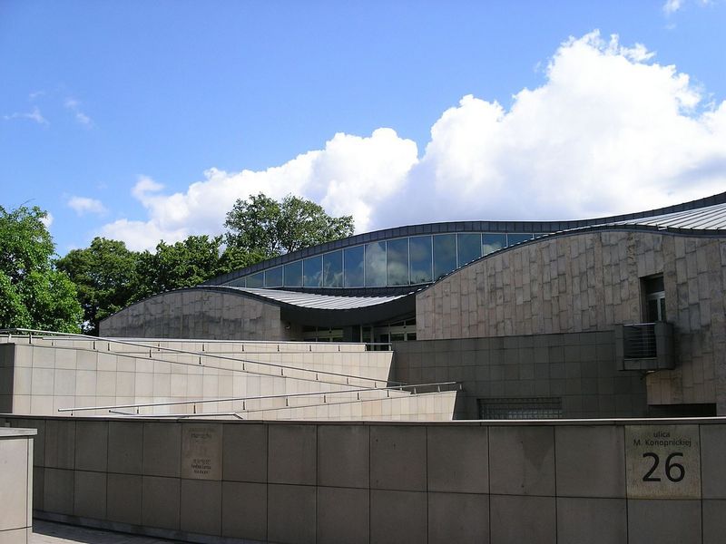 Outside view of the round architecture of the Manggha Museum