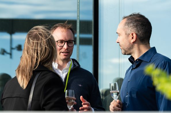 People talking during conference dinner
